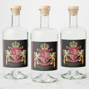 Machen Sie Ihr eigenes Coat von Arms Red Gold Löwe Alkoholflaschenetikett