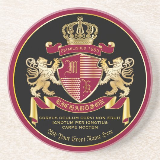 Machen Sie Ihr eigenes Coat von Arms Red Gold Löwe Getränkeuntersetzer (Vorne)