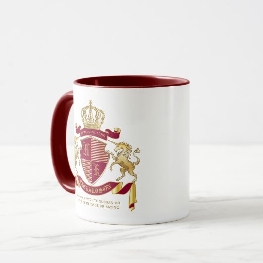 Machen Sie Ihr eigenes Coat von Arms Red Gold Unic Tasse (Vorderseite Links)