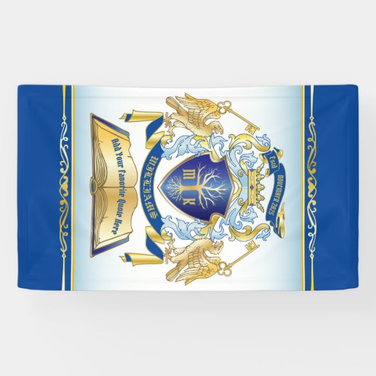 Machen Sie Ihr eigenes Emblem Tree Book Key Crown Banner (Horizontal)