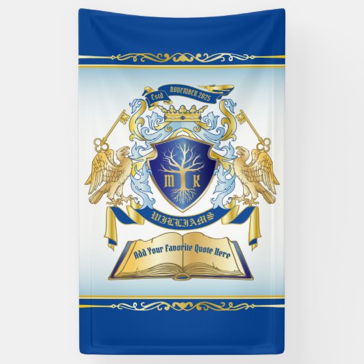 Machen Sie Ihr eigenes Emblem Tree Book Key Crown Banner (Vertikal)