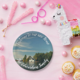 Machen Sie Ihr eigenes Familiennamewillkommen zum Pappteller