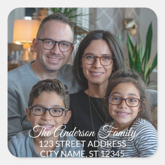 Machen Sie Ihr eigenes Foto Personalisiert Quadratischer Aufkleber (Vorderseite)