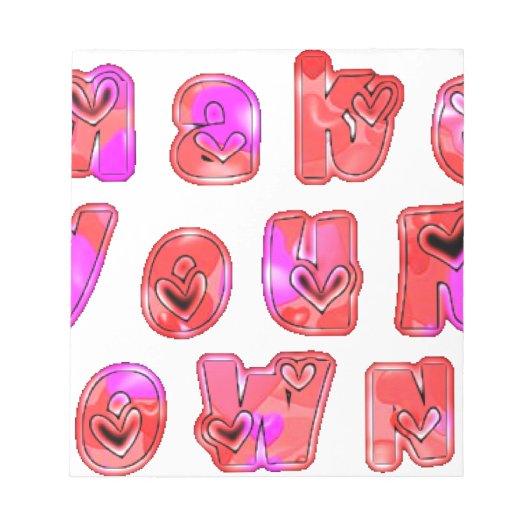 Machen Sie Ihr eigenes Herz Art Print Design Notizblock (Vorderseite)