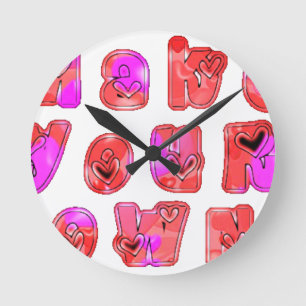 Machen Sie Ihr eigenes Herz Art Print Design Runde Wanduhr