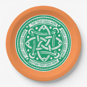 Machen Sie Ihr eigenes Kleeblatt Green Celtic Knot Pappteller
