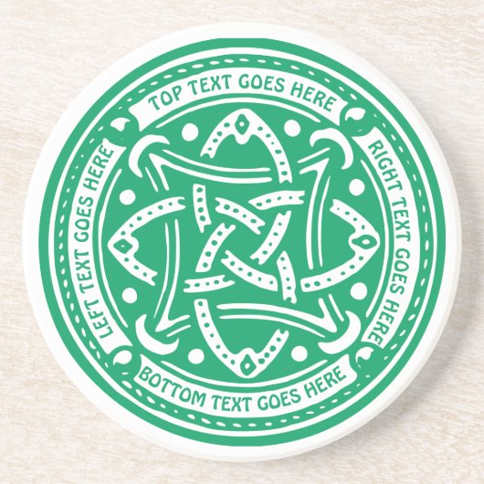 Machen Sie Ihr eigenes Kleeblatt-Grün keltische Sandstein Untersetzer (Vorne)