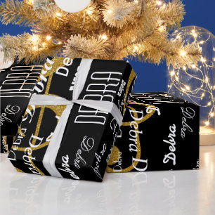 machen Sie Ihr eigenes Namensmuster . Glitzer musi Geschenkpapier