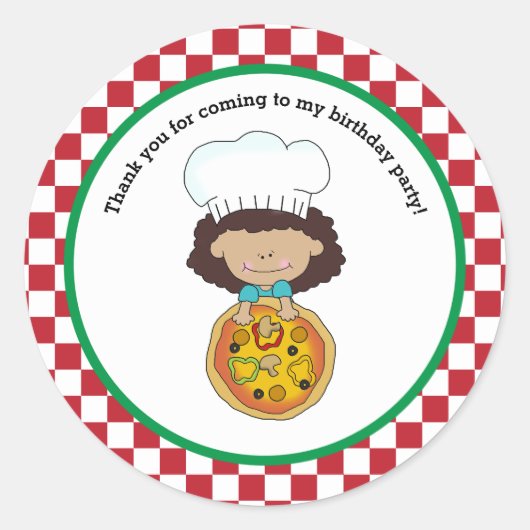 Machen Sie Ihr eigenes Pizza-Party Mädchen Danke,  Runder Aufkleber (Vorderseite)