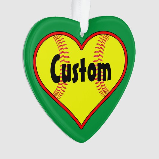 Machen Sie Ihr eigenes Softball Herz Weihnachtssch Ornament (Vorderseite)