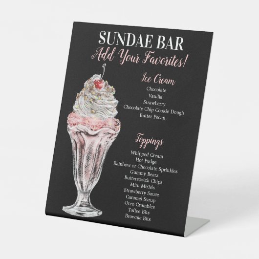 Machen Sie Ihr eigenes Sundae Bar Sign Sockelschild (Vorderseite)