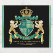 Machen Sie Ihr eigenes Wappen Aquamarinen Goldbäre Bierflaschenetikett (Einzelnes Label)