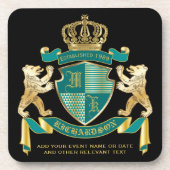 Machen Sie Ihr eigenes Wappen Aquamarinen Goldbäre Getränkeuntersetzer (Vorderseite)
