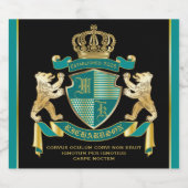 Machen Sie Ihr eigenes Wappen Aquamarinen Goldbäre Schaumweinetikett (Einzelnes Label)