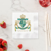 Machen Sie Ihr eigenes Wappen Aquamarinen Goldbäre Serviette (Beispiel)