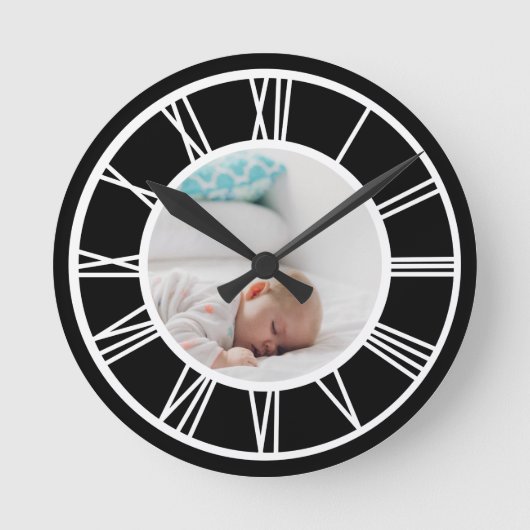 Machen Sie Ihr Foto Personalisiert römische Zahlen Runde Wanduhr (Vorderseite)