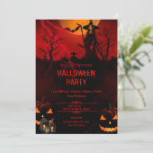 Machen Sie Ihr Halloween-Party mit Rot-Themed zu k Einladung (Stehend Vorderseite)