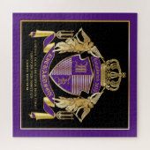 Machen Sie Ihr Wappen Lila Emblem aus dem Goldenen Puzzle (Horizontal)