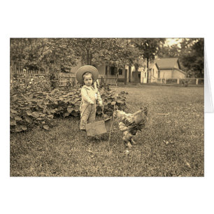 Machen Sie Ihre 1880 Garden Girl and Rooster Card 