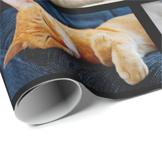 Machen Sie Ihre eigene 10-Foto-Collage auf Schwarz Geschenkpapier (Rolleneckpunkt)