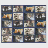 Machen Sie Ihre eigene 5-Foto-Collage auf Navy Blu Geschenkpapier (Flach)