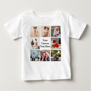 Machen Sie Ihre eigene 8-Foto-Collage und Ihr Text Baby T-shirt