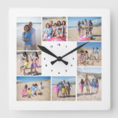 Machen Sie Ihre eigene 8-FotoCollage Personalisier Quadratische Wanduhr (Vorderseite)