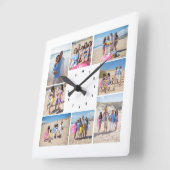 Machen Sie Ihre eigene 8-FotoCollage Personalisier Quadratische Wanduhr (Winkel)