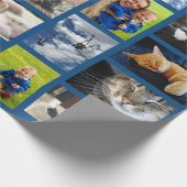 Machen Sie Ihre eigene 9-Foto Collage auf blau Geschenkpapier (Ecke)