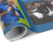 Machen Sie Ihre eigene 9-Foto Collage auf blau Geschenkpapier (Rolleneckpunkt)