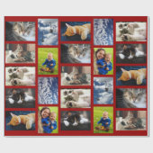 Machen Sie Ihre eigene 9 FotoCollage auf Dunkelrot Geschenkpapier (Flach)