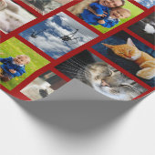 Machen Sie Ihre eigene 9 FotoCollage auf Dunkelrot Geschenkpapier (Ecke)