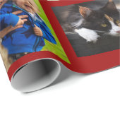 Machen Sie Ihre eigene 9 FotoCollage auf Dunkelrot Geschenkpapier (Rolleneckpunkt)