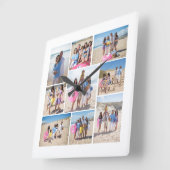 Machen Sie Ihre eigene 9-FotoCollage Personalisier Quadratische Wanduhr (Winkel)