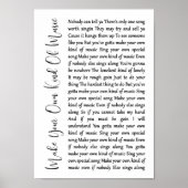 Machen Sie Ihre eigene Art von Musik White Script Poster (Vorne)