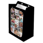 Machen Sie Ihre eigene Foto-Collage, monogramm sch Mittlere Geschenktüte (Rückseite Schrägansicht)