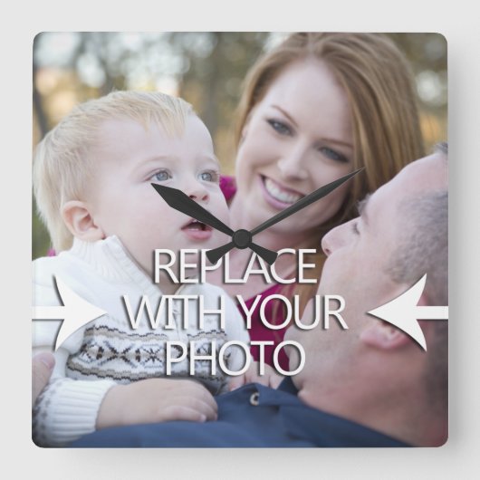 Machen Sie Ihre eigene Foto-Uhr Quadratische Wanduhr (Vorderseite)