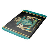 Machen Sie Ihre eigene Wappen Aquamarinen Goldbäre Badematte (Schrägansicht)