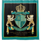 Machen Sie Ihre eigene Wappen Aquamarinen Goldbäre Duschvorhang (Vorderseite)