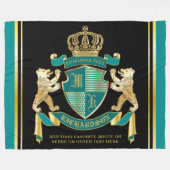 Machen Sie Ihre eigene Wappen Aquamarinen Goldbäre Fleecedecke (Vorderseite (Horizontal))