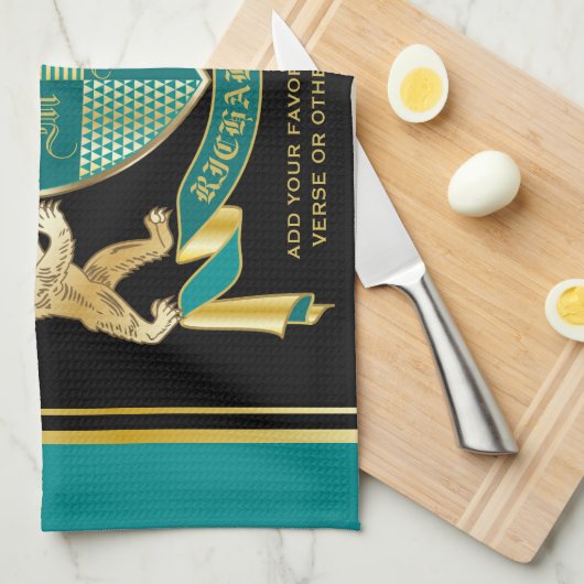 Machen Sie Ihre eigene Wappen Aquamarinen Goldbäre Geschirrtuch (Viertel Falte)