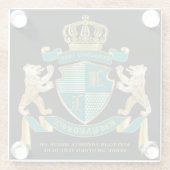 Machen Sie Ihre eigene Wappen Aquamarinen Goldbäre Glasuntersetzer (Rückseite)