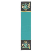 Machen Sie Ihre eigene Wappen Aquamarinen Goldbäre Kurzer Tischläufer (Vorderseite)