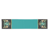 Machen Sie Ihre eigene Wappen Aquamarinen Goldbäre Kurzer Tischläufer (Horizontal)