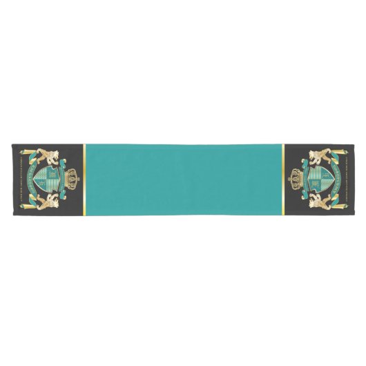 Machen Sie Ihre eigene Wappen Aquamarinen Goldbäre Kurzer Tischläufer (Horizontal)