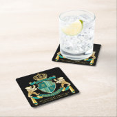 Machen Sie Ihre eigene Wappen Aquamarinen Goldbäre Rechteckiger Pappuntersetzer (Vor Ort)