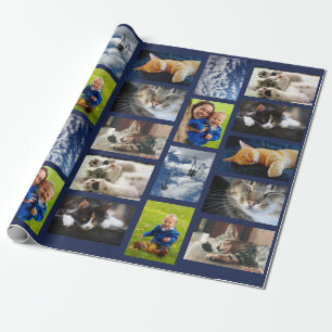 Machen Sie Ihre eigenen 9 Fotomaterial auf Navy Bl Geschenkpapier