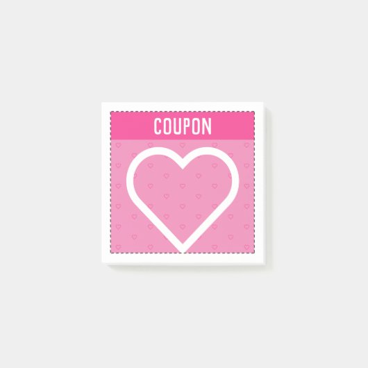Machen Sie Ihre eigenen Coupons | Rosa Herzen Post-it Klebezettel (Vorderseite)