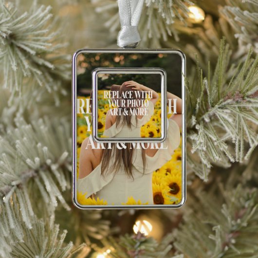 Machen Sie Ihre eigenen personalisiert Rahmen-Ornament Silber (Baum)