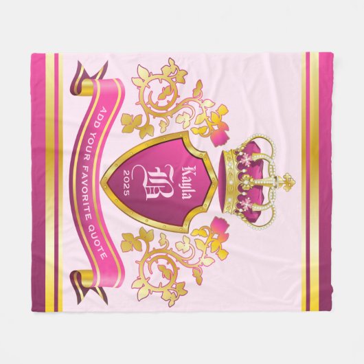 Machen Sie Ihre eigenen Wappen Gold-Kronenpasten r Fleecedecke (Vorderseite (Horizontal))